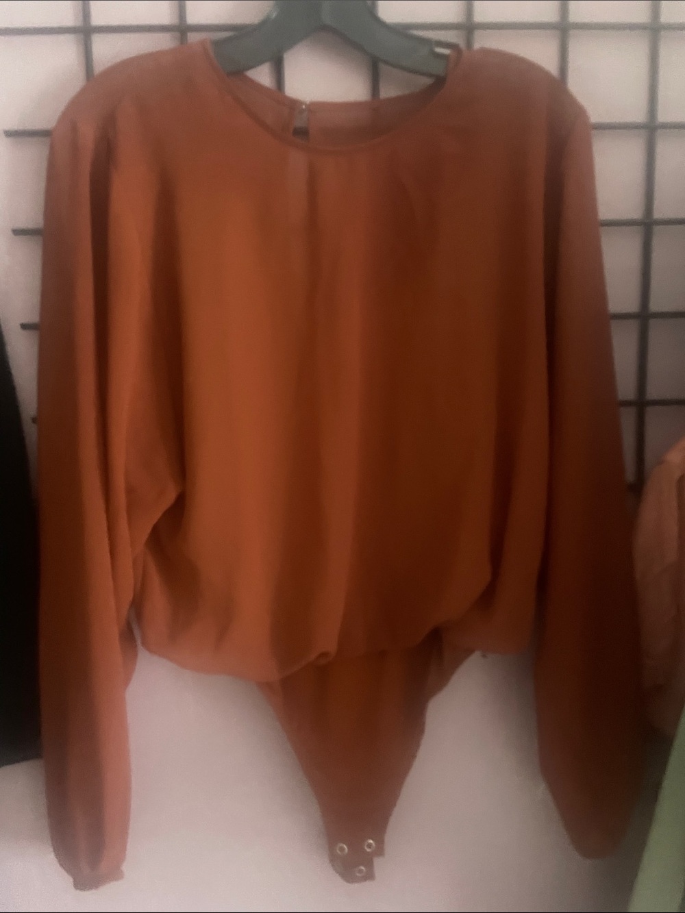 Express Women's Long-Sleeve Bodysuit Top - Rust Orange